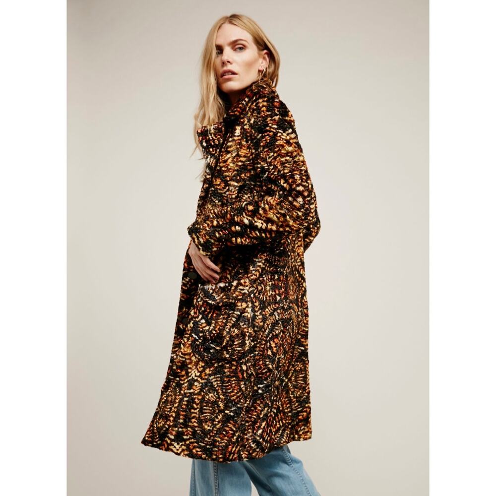 Rare Free People Retro Faux Fur Jacket Black Fire Coat New Medium $600 - Picture 4 of 8